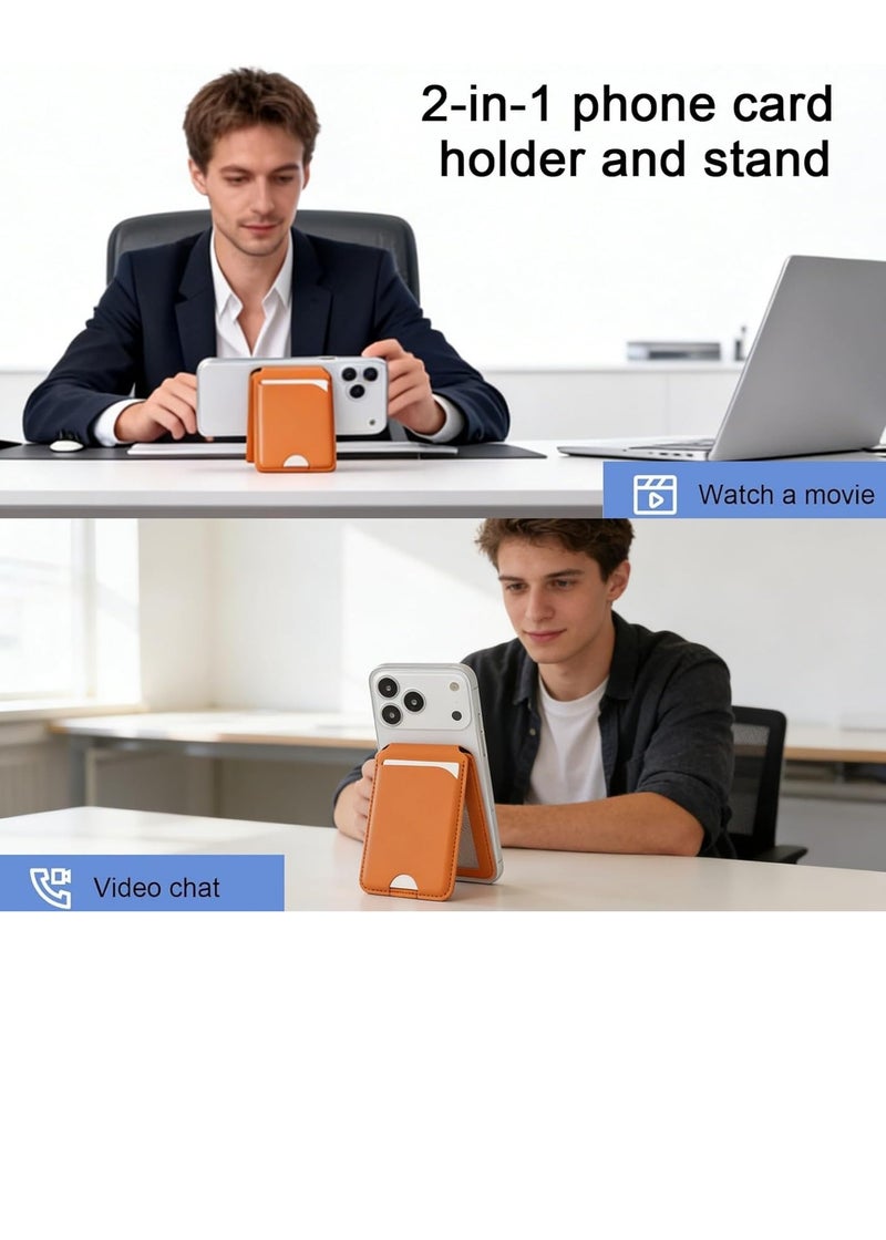 VIVP Magnetic phone card holder and stand, orange leather strap phone stand, two-in-one phone accessory - Image 2